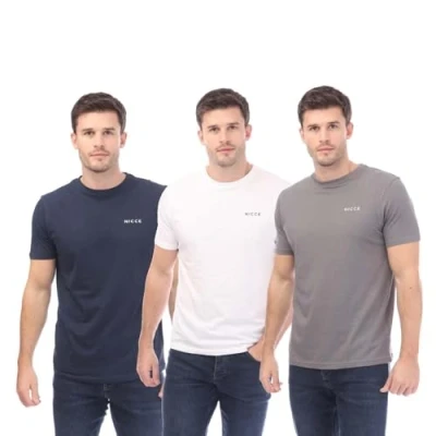 Image of Nicce Men&#039;s Melstone 3 Pack T Shirt in White