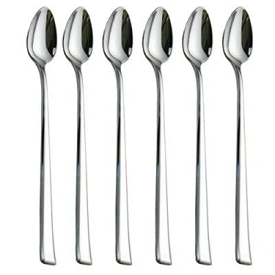 Image of HISSF Iced Tea Spoon, Long Handle Spoon,18/10 Stainless Steel Mixing Spoon Set for Tea, Dessert, Cocktail, 6pcs Stirring 7.28inches