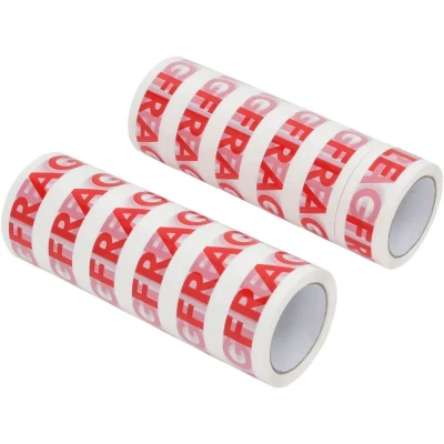 Image of vidaXL Packaging Tape 12 pcs FRAGILE Printed White 48 mm x 66 m