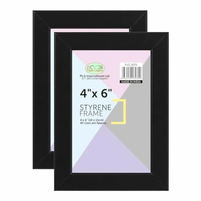 Image of (Pack of 2) 4x6&quot; Black Photo Frame, Wall Mount or Table Top, Picture Freestanding and Mountable