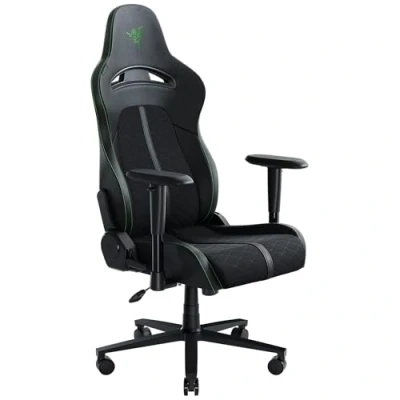 Image of Razer Enki X Gaming Chair with Integrated Lumbar Support (Desk/Office Chair, Multi Layer Synthetic Leather, Foam Padding, Head Cushion, Height Adjustable) Black/Green