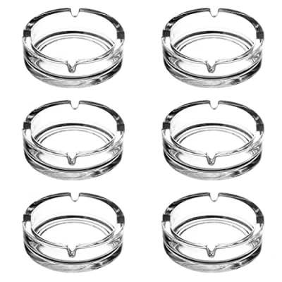 Image of Glass Ashtray, Round Design, Diameter 10.5 cm, Set of 6