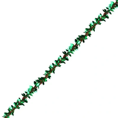 Image of 2 Metre Holly Tinsel Garland Green/Red Christmas Decoration