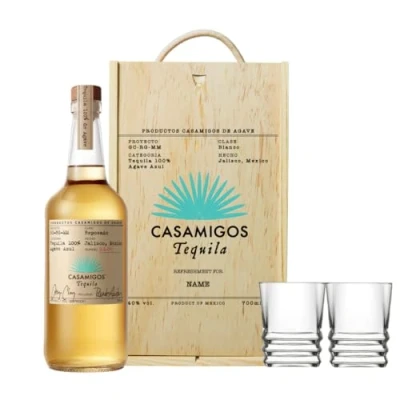 Image of Personalised Casamigos Tequilla Reposado Gift Set with Shot Glasses 70cl (40% ABV)