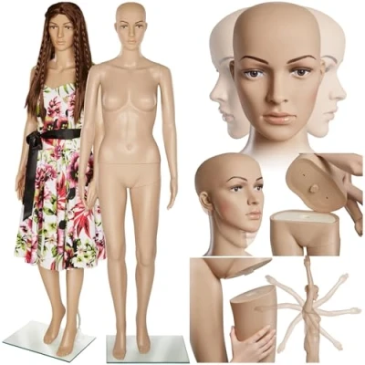 Image of tectake® 172cm Female Mannequin, Full Body Display Dummy with Realistic Proportions, Adjustable Arms, Rotatable Head, Stable Base and Stand, Easy Assembly, Ideal for Retail Clothing Shop Displays