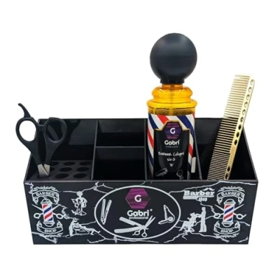 Image of Gabri Hairdressing Scissors and Brush Holder, Salon Barber Shop Organizer, Hair Stand, Tool Box, Professional Stylist Storage Rack (Wall Hanging Black)