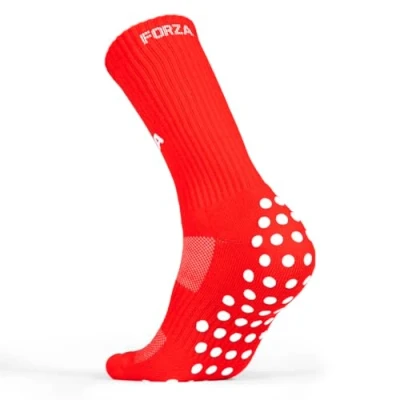 Image of FORZA Football Grip Socks [XS XL] Unisex Mid Calf Length Sports 10 Colour Options Ideal for All (Pack of 1, Red, L/XL (UK 8 12))