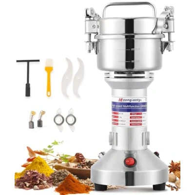 Image of Moongiantgo Electric Grain Grinder 150g/0.33lb Spice Mill Stainless Steel, 950W 28000RPM Commercial Motor, 30s High speed Superfine Grinding, for Grinding Various Dried Cereal/Herb/Spice/Nut