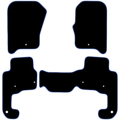 Image of Carsio Carpet Car Mats For LandRover Discovery 4 2009+ onwards Piece Set Tailored Fit Floor Mat Complete Accessory Black Custom Fitted All Weather, Anti Slip Backing &amp; Blue Trim