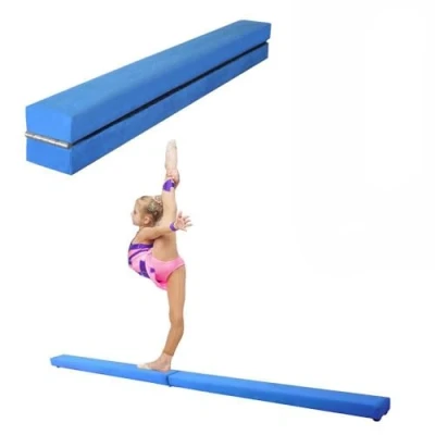Image of Dripex 210 cm Folding Gymnastics Training Balance Beam for Children, Faux Suede Exercise Gym at Home, noir foncé