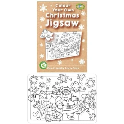 Image of Playwrite Re:Play 100% Plastic Free Eco Friendly Colour Your Own Christmas Jigsaw Colouring Party Activity Toy Puzzle for Kids