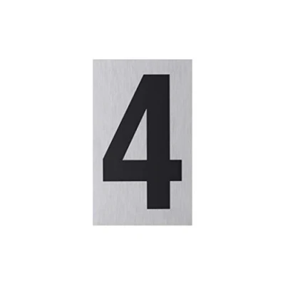 Image of Metafranc 507330 Adhesive Sign &quot;4&quot; 100 x 60 mm Made of Aluminium In Modern Stainless Steel Look Self Back/Signage/Information Sign/Commercial Marking