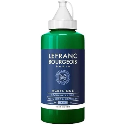Image of Lefranc and Bourgeois Fine Highly pigmented Acrylic Ink Good Coverage Cream Homogeneous Texture, Grün Mittel, 750ml Tube