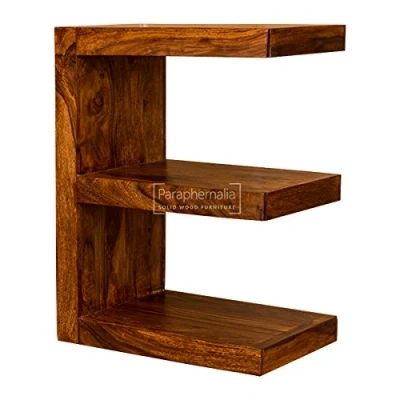 Image of Paraphernalia Gaya cube solid sheesham E shaped side table/display unit