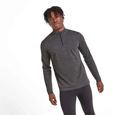 Image of TOG 24 Nevis Men&#039;s Merino Wool Zip Neck Base Layer Top, Thermal Underlayer, Smooth Anti Bacterial Quick Moisture Wicking, Ideal for Running Hiking Biking Camping Skiing Grey Marl