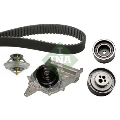 Image of 078109119A, 078109119D, 078109243A, 078109243C, 078121004A water pump + Timing Belt Kit INA 530 0158 30 with thermostat 25,4mm