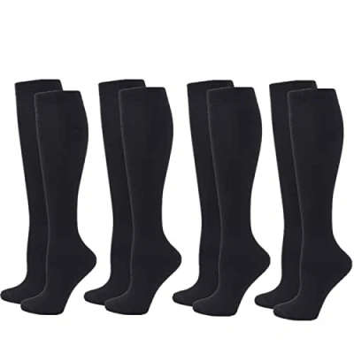 Image of Zingso Compression Socks for Women Men, 4 Pairs 20 25mmHg Flight Stockings Sport, Athletic, Travel, Pregnancy, Nursing
