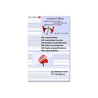 Image of Olympia Laminating Pouches Business Cards 125 Micron Glossy Pack of 100 9179