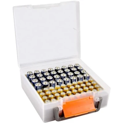 Image of FULLCASE Battery Storage Organizer Holder Holds 72 AA AAA Batteries, Box Case Garage Container, Home Drawer Organization Dispenser(Batteries Not Included)