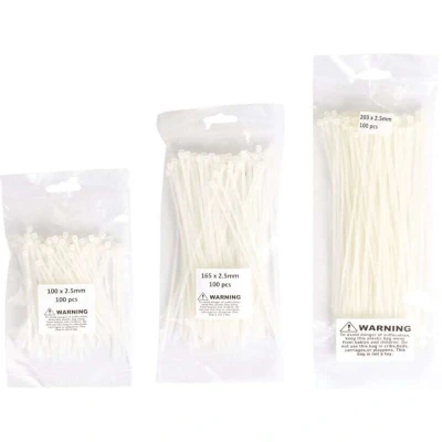 Image of Edison Cable Ties, Natural, 2.5mm Diameter &amp; Assorted Length, Pack of 300