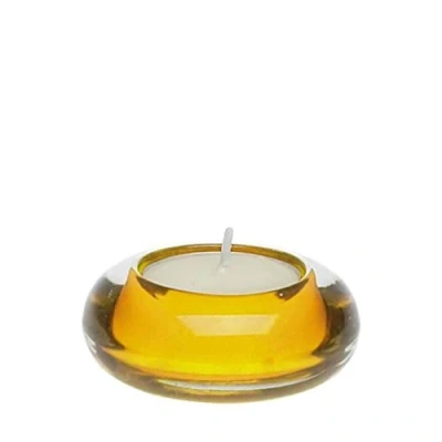 Image of Price&#039;s Candles Round Glass Tealight Holder Yellow