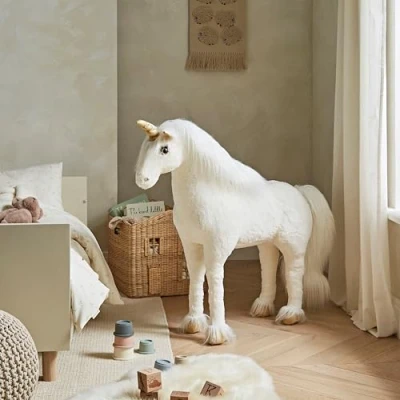 Image of CuddleCo Standing Unicorn Stuffed Animal Gold Dust