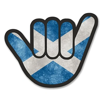 Image of 2 x 10cm Scottish Flag Shocker Hand Vinyl Sticker Decal Car Bike Scotland #6177 (10cm Wide 8cm Tall)