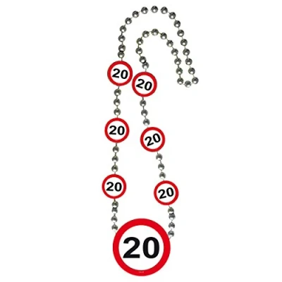 Image of Traffic Sign 20th Necklace, Necklace with age symbols in a Stop