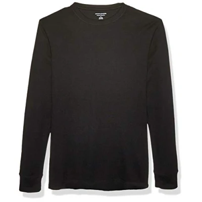 Image of Amazon Essentials Men&#039;s Regular Fit Long Sleeve Waffle Shirt, Black, XL