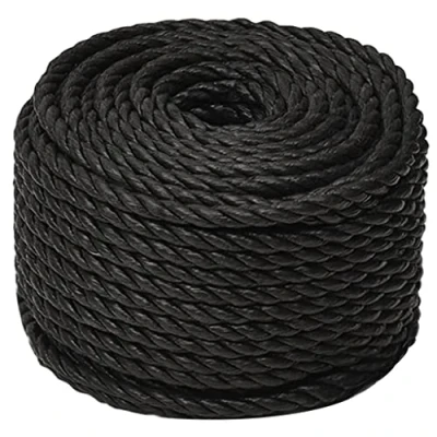 Image of vidaXL Polypropylene Work Rope 12 mm, 50 Metres Length, Durable Twisted Line, Improved Drag and Knot Tying, Suitable for Indoor Outdoor use Black