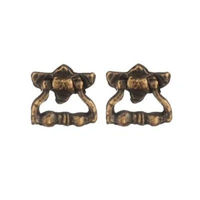 Image of Dolls House Antique Brass Knocker Handles Drawer Pulls Miniature 1:12 Scale