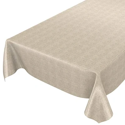 Image of Anro, oilcloth, Wax tablecloth, linen look, Cloth PVC, beige, 200 x 140cm