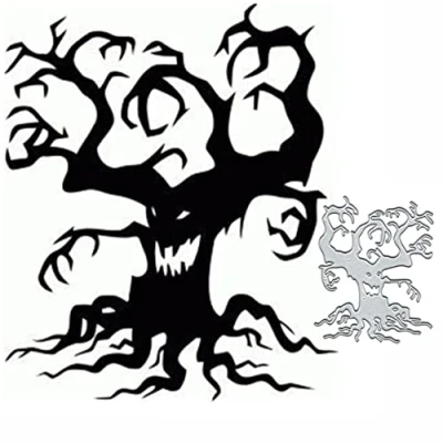 Image of Halloween Tree Frame Metal Die Cuts Dies Cutting,Halloween Cutting Cut Stencils DIY Scrapbooking Cards Decorative Embossing Paper for Album Card Making