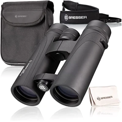 Image of Bresser Corvette 10x42 waterproof binoculars with nitrogen filling, BaK 4 glass prisms, LE eyepieces for comfortable use, multi layer coating and nylon carrying case