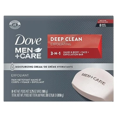 Image of Dove Men + Care Body And Face Bar, Deep Clean, 4 Ounce, 8 Count