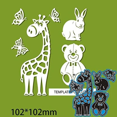 Image of Animals Cutting Dies for Card Making, YunTrip Giraffe Rabbit Friends Metal DIY Scrapbooking Album Embossing Photo Craft Paper Cards Decorative