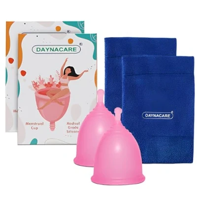 Image of Zopper 2 x Menstrual Cup Large with Pouch Reusable and Flexible Medical Grade Soft Silicone Odorless Easy to Use Comfort Fit Sanitary Pad &amp; Tampon Alternative
