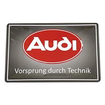 Image of Audi A8 8982 Metal Sign with Oval Logo 3D Embossing Sheet Steel Projection by Technik