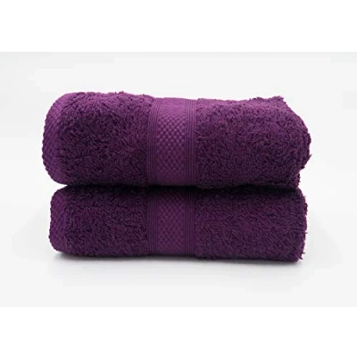 Image of Lex&#039;s Linens Pack of 2 100% Combed Cotton Aubergine Hand Towels