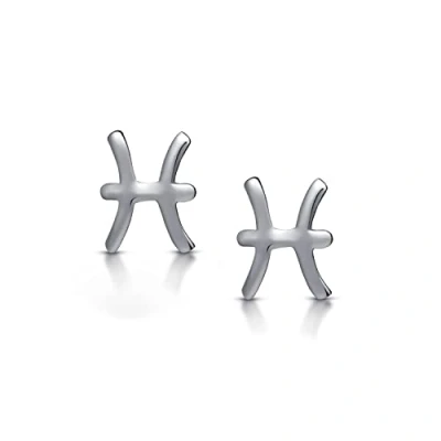 Image of Amberta Women 925 Sterling Silver Zodiac Stud Earrings: Pisces