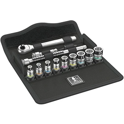 Image of Wera SA 12 Holding Function Socket Set with Zyklop Metal Switch, 1/4&quot; Drive, 13pc, 05003756001 , Black