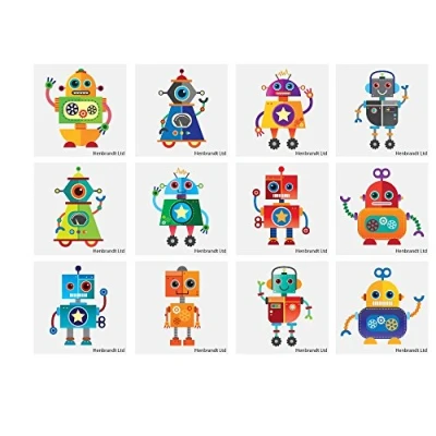 Image of Henbrandt Robot Mini Tattoos 1 24 packs 12 tattoo&#039;s per Pack Great Party Bag Fillers (1 x of = Tattoos)
