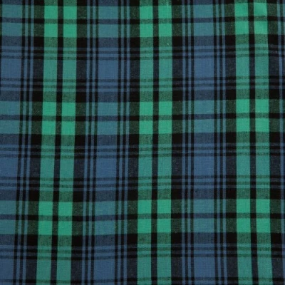 Image of HOMESCAPES Pure Cotton Furnishing Fabric Black WatchTartan Check Green Blue 150 cm Wide Thick Yarn Dyed Woven for Upholstery Curtain Cushion Soft Furnishings Heavy Dress Material Per Metre