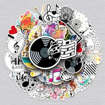 Image of 50 Pcs Music Stickers for Kids Teens Adults Boys Girls Gift,Stickers Pack Laptop,Skateboard,Luggage,Car,Bike, Cup,Computer,Water Bottle Decor,Music Vinyl Waterproof Sticker Decals