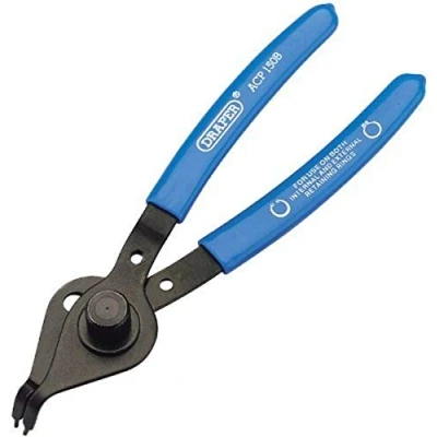 Image of Draper 12492 Bent Nose Circlip Pliers, Reversible,Blue, 150mm