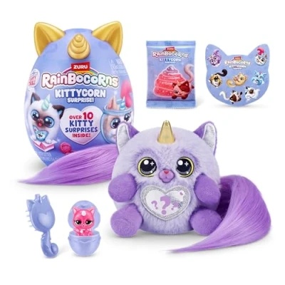 Image of Rainbocorns Kittycorn Surprise Series 3 Ragamuffin (Fluffles) by ZURU, Plush Toy, Collectible Stuffed Animal, Eggs for Girls (Ragamuffin)