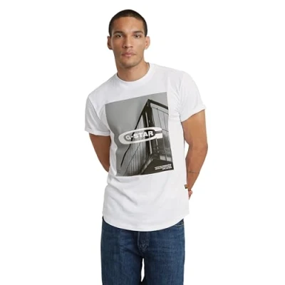 Image of G STAR RAW Men&#039;s HQ oldskool logo lash r T Shirts, White (white D24683 C372 110), M
