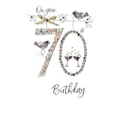 Image of Female On Your 70th Birthday Greeting Card Hand Finished Champagne Range Cards