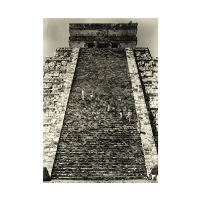 Image of Wee Blue Coo Photo Landscape Chichen Itza Temple Steps Mexico Maya Wall Art Print