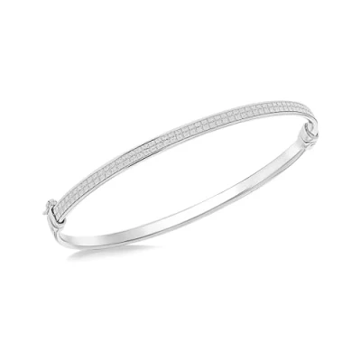 Image of Tuscany Silver Women&#039;s Sterling Bangle Patterned Glitter 4mm